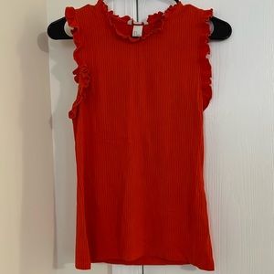 Red and Cream wide strap tanks